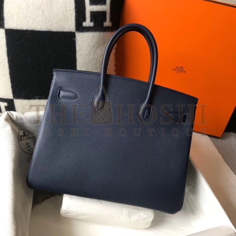 H**me5 Birkin 35 Bag in Navy Blue Clemence Leather with GHW Master Quality