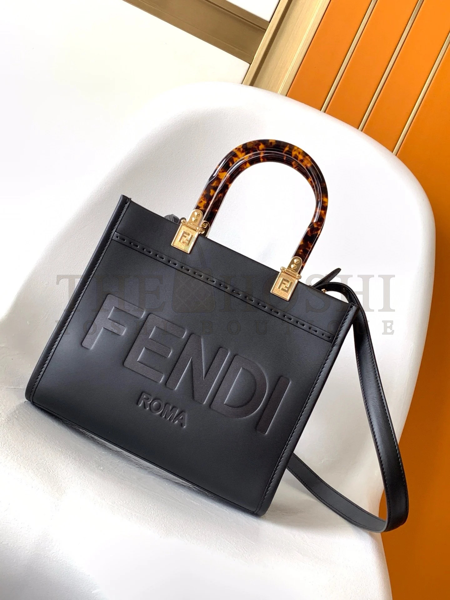 F**di Sunshine Small Tote Bag In Black Calfskin Master Quality