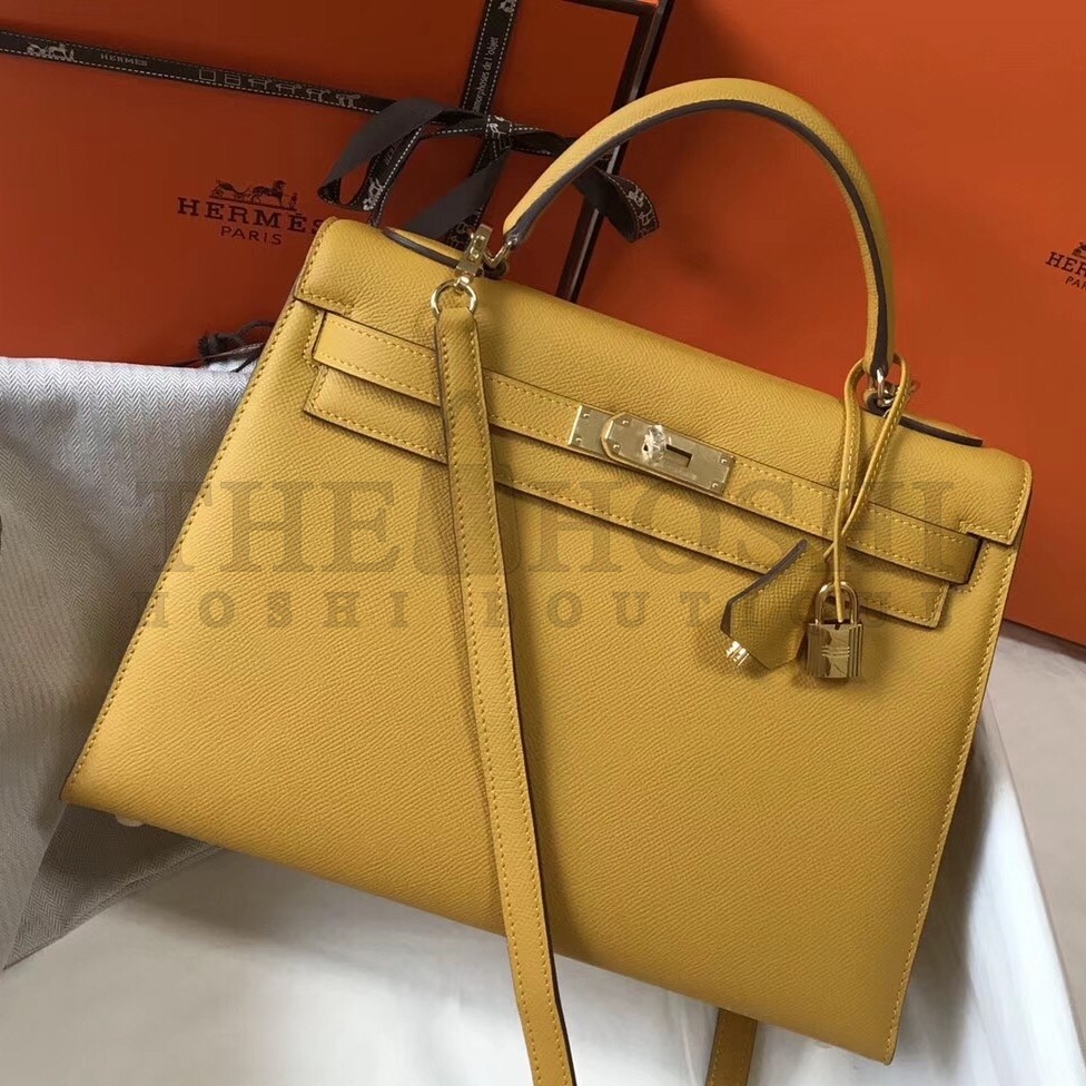 H**me5 Yellow Epsom Kelly 32cm Sellier Bag Master Quality
