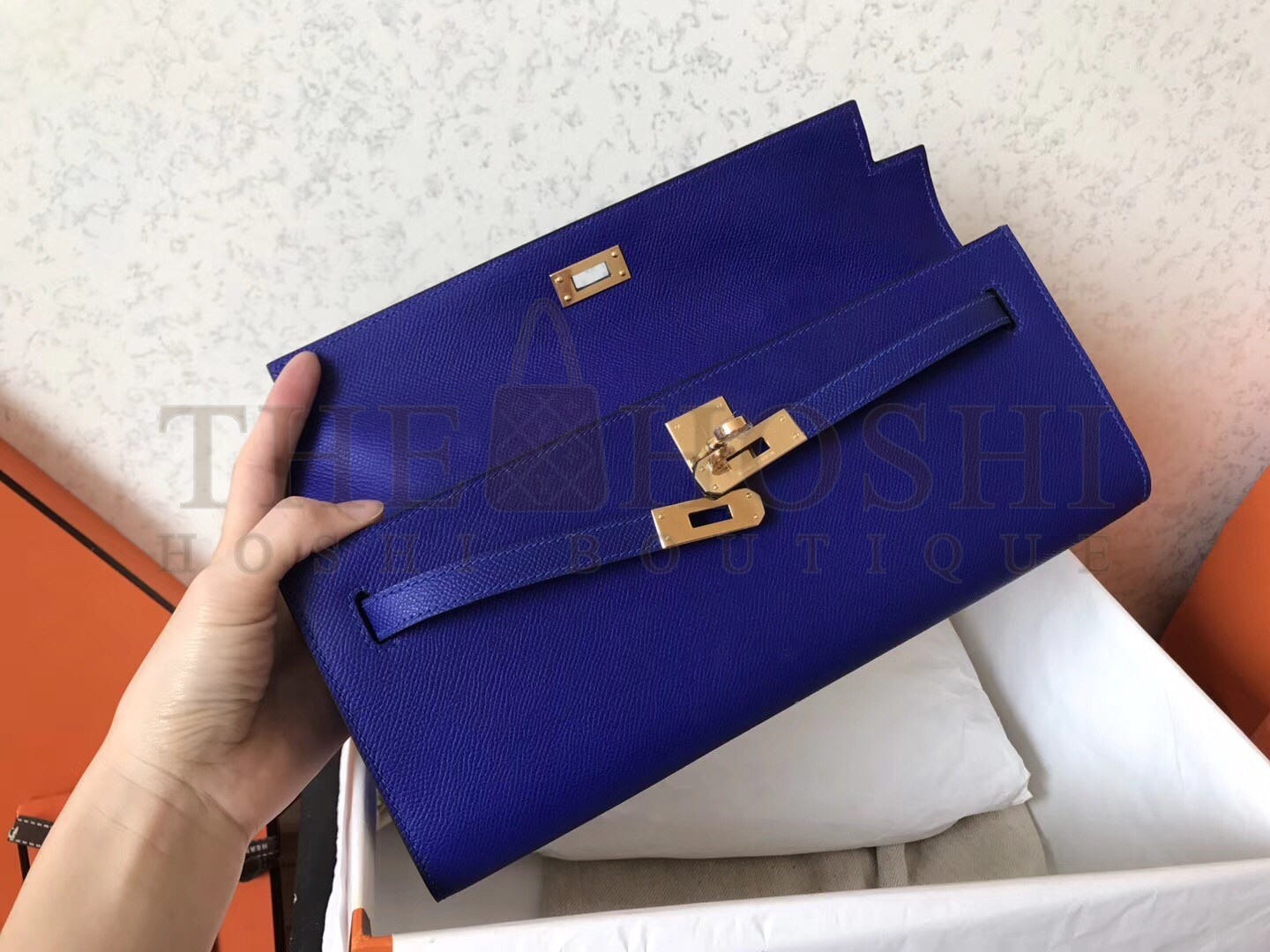 H**me5 Blue Electric Epsom Kelly Cut Handmade Bag Master Quality