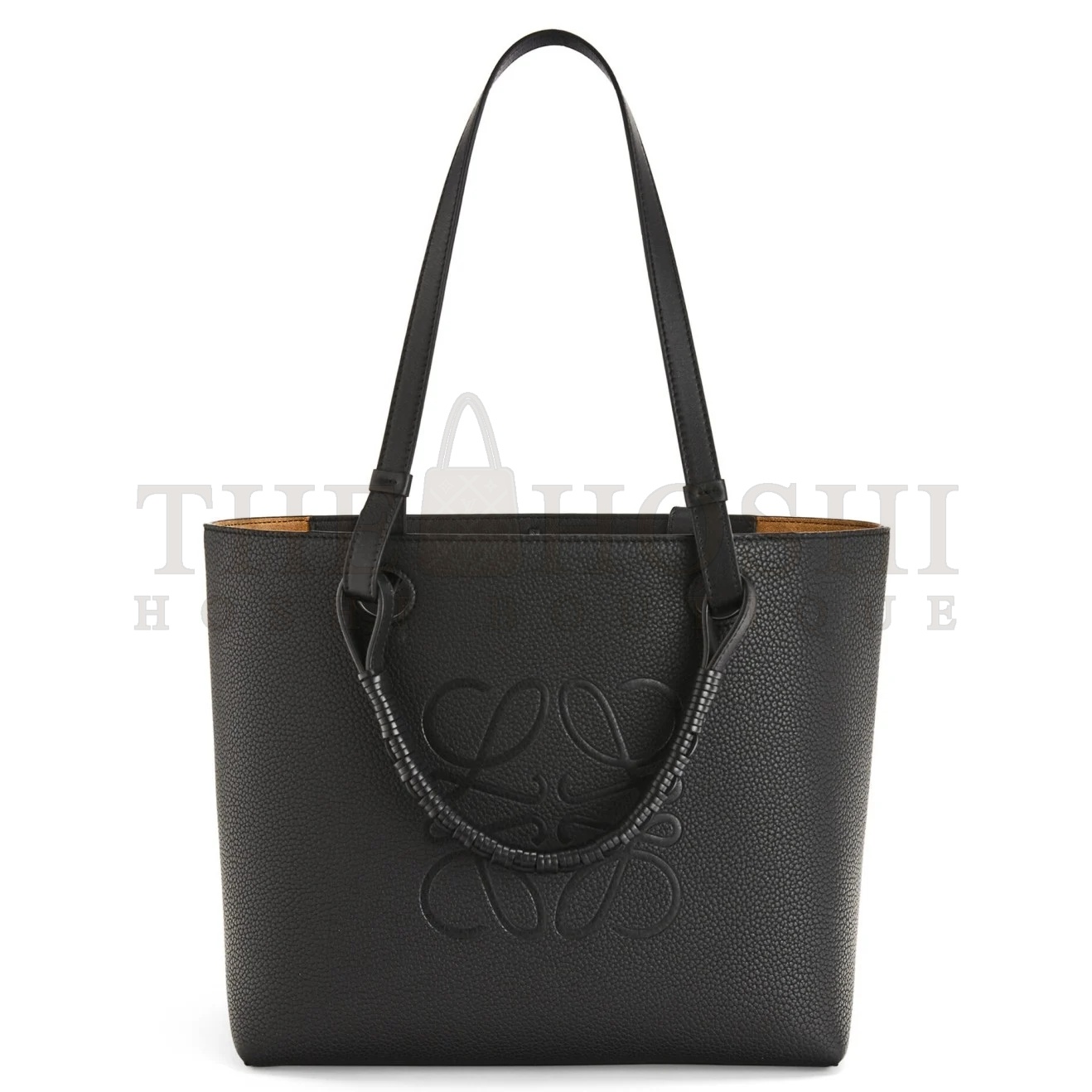 L0ew* Anagram Small Tote In Black Grained Calfskin Master Quality