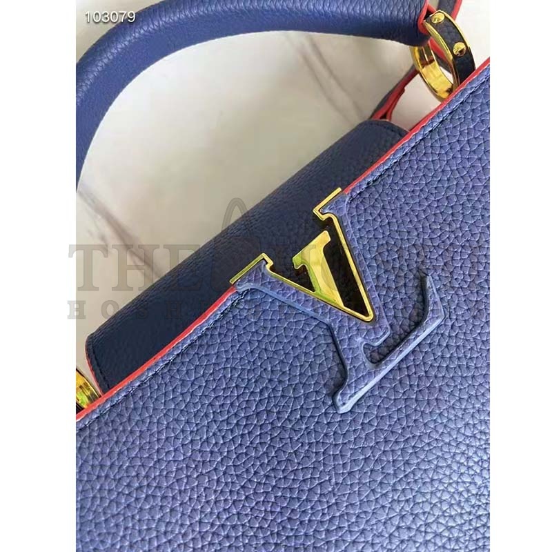 L0vis Vvtt0n LV Women Capucines MM Handbag Navy Blue Red Taurillon Leather Master Quality