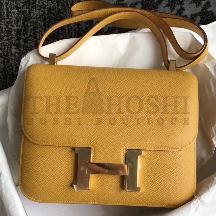 H**me5 Epsom Constance 24cm Jaune Handmade Bag Master Quality