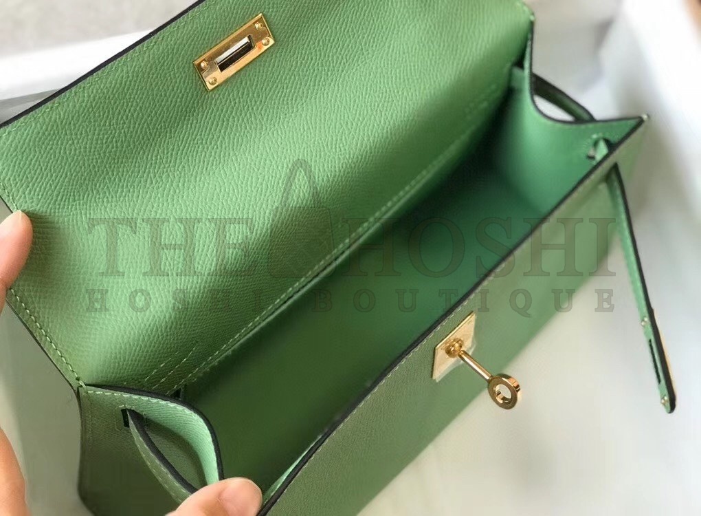 H**me5 Kelly Pochette Bag In Vert Criquet Epsom Leather Master Quality