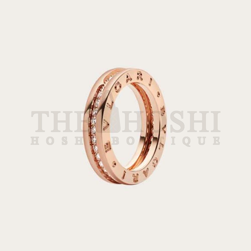 Bv1g*ai Women B.zero1 One-Band Ring in 18 KT Rose Gold Set with Pave D1am0nds on the Spiral Master Quality
