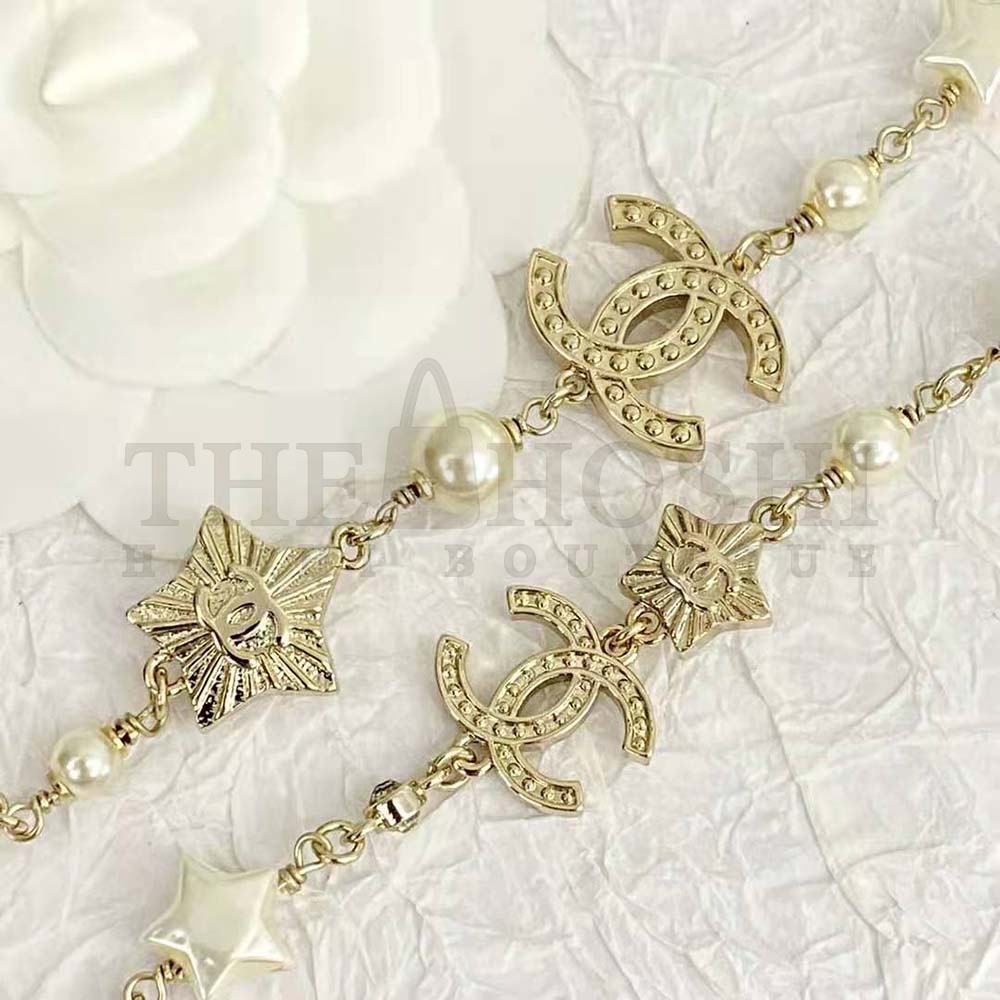 Ch**el Women Long Necklace in Metal Resin Glass Pearls and Strass Master Quality