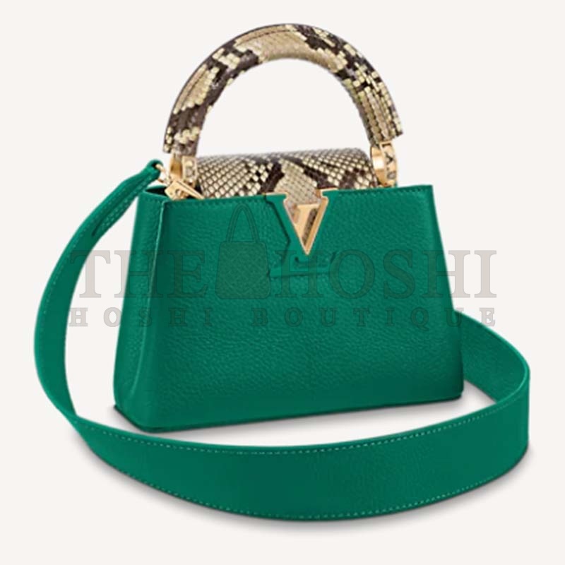 L0vis Vvtt0n LV Women Capucines Mini Handbag Green Taurillon Leather Python Skin Master Quality