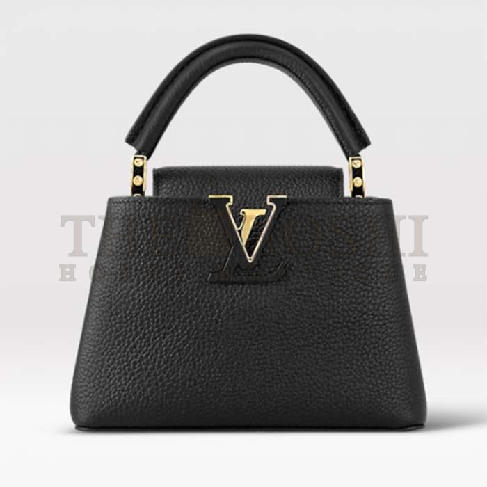 L0vis Vvtt0n LV Women Capucines Mini Handbag Black Taurillon Cowhide Leather Master Quality