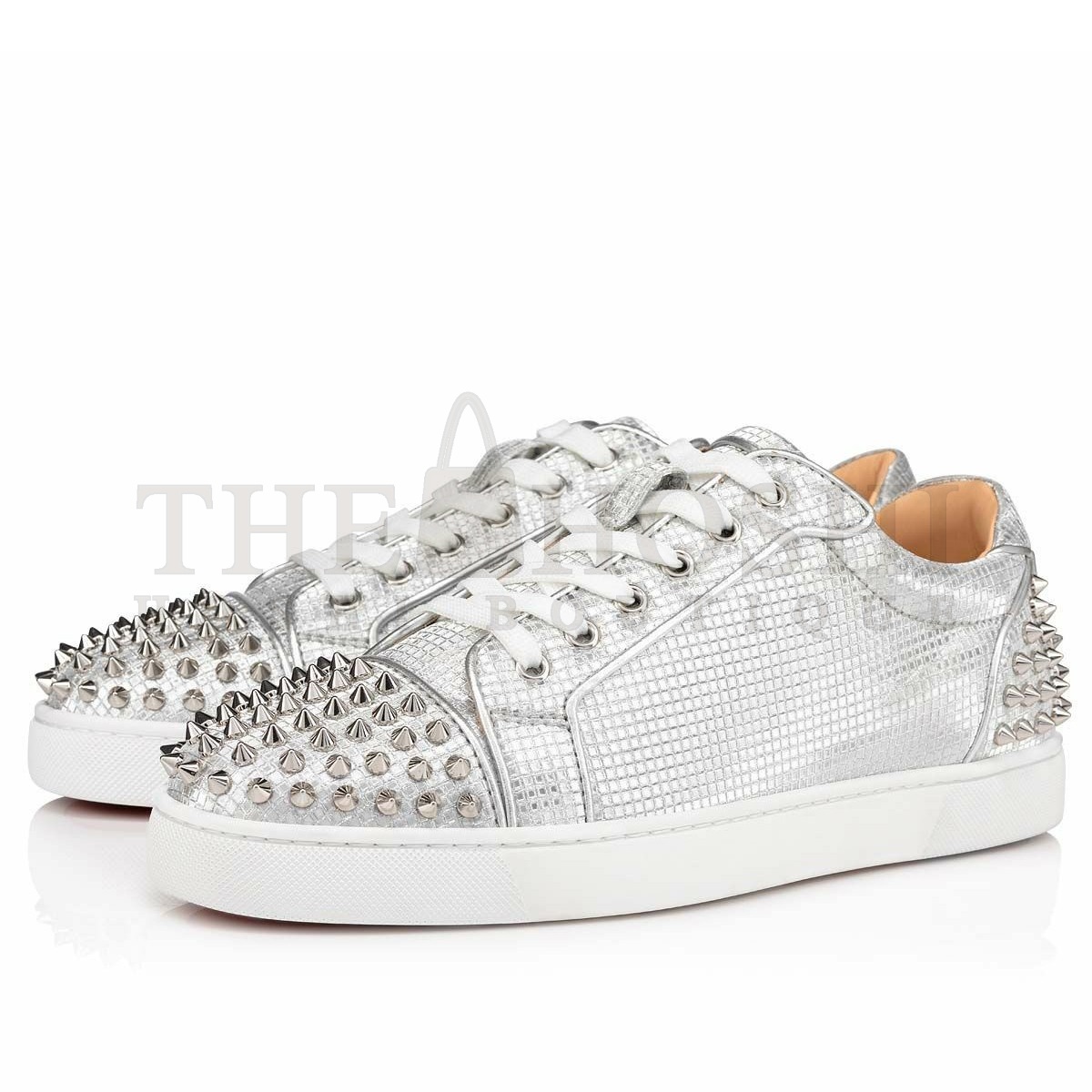 Chr1st1an Louboutin Men's Seavaste 2 Orlato Sneakers In Silver Calfskin Master Quality