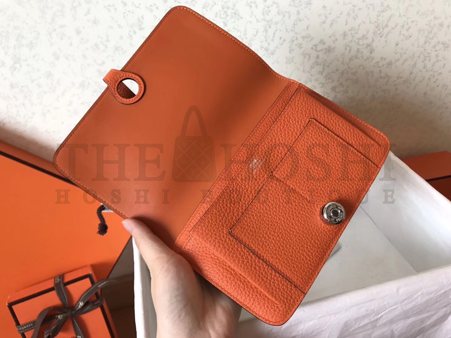 H**me5 Bicolor Dogon Duo Wallet In Jean/Orange Leather Master Quality