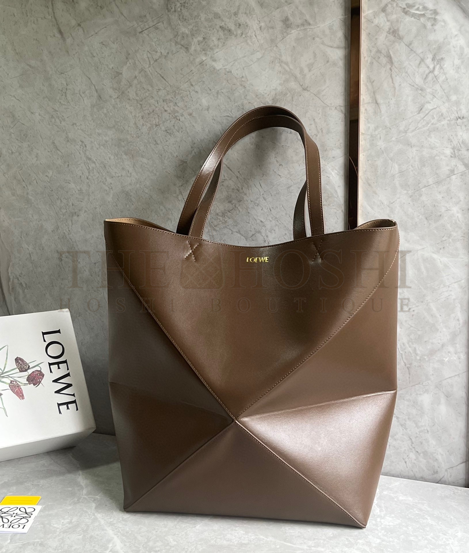 L0ew* Large Puzzle Fold Tote Bag in Umber Calfskin Master Quality