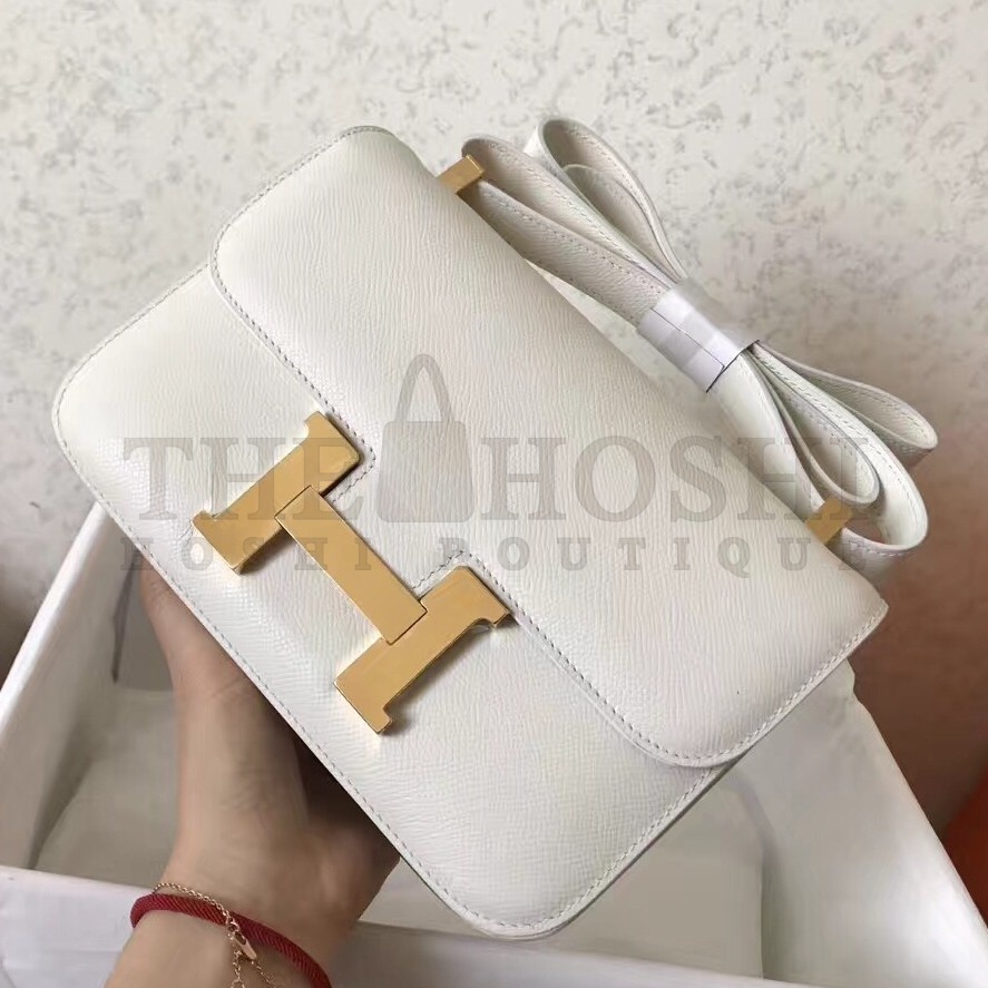 H**me5 Epsom Constance 24cm White Handmade Bag Master Quality