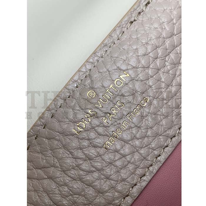 L0vis Vvtt0n LV Women Capucines BB Handbag Beige Taurillon Patent Leather Smooth Calfskin Master Quality