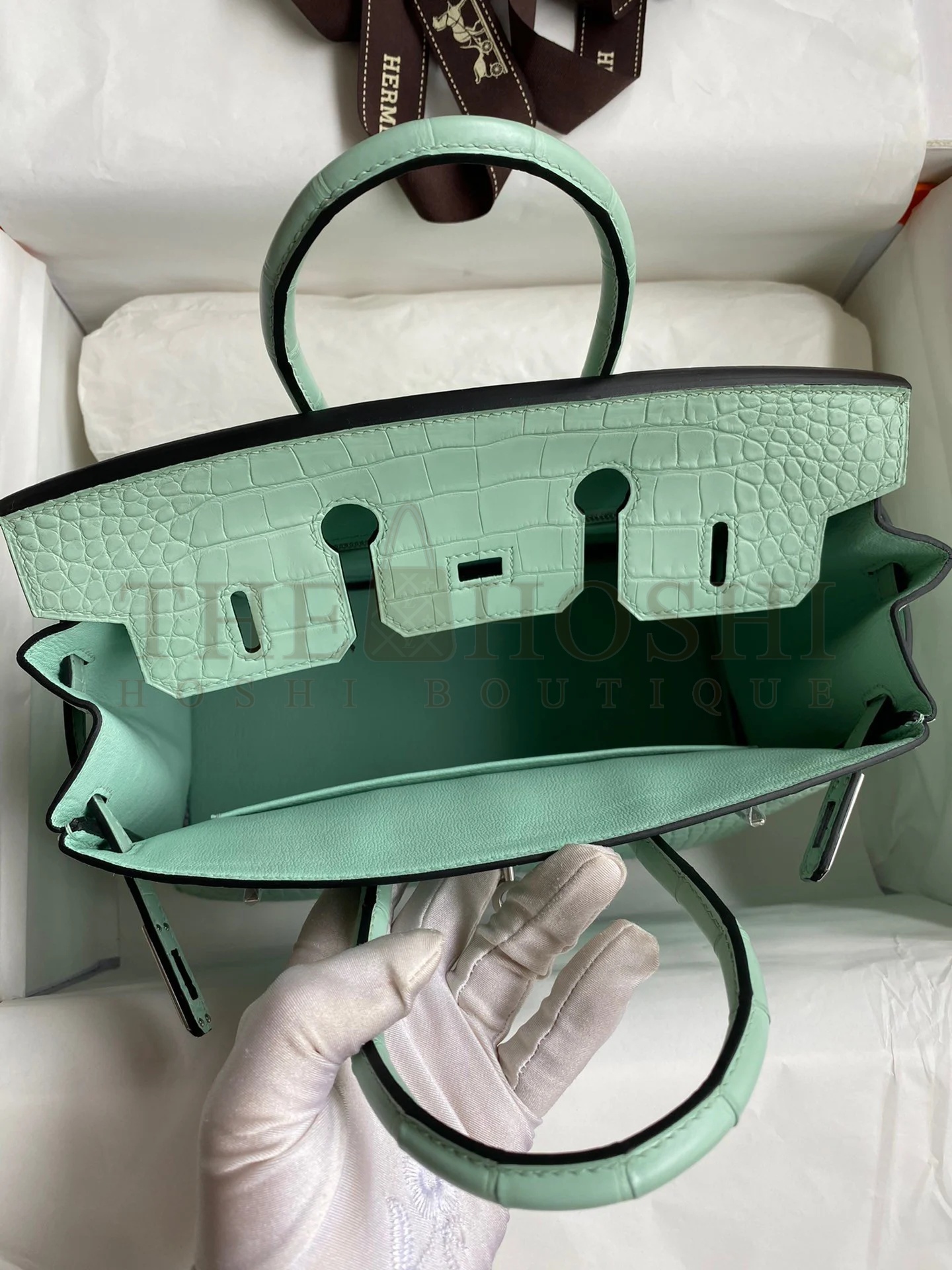 H**me5 Birkin 25 Retourne Handmade Bag In Vert D