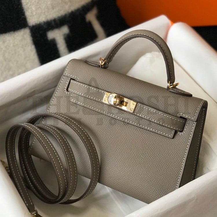 H**me5 Kelly Mini II Sellier Bag In Gris Asphalt Epsom Leather Master Quality