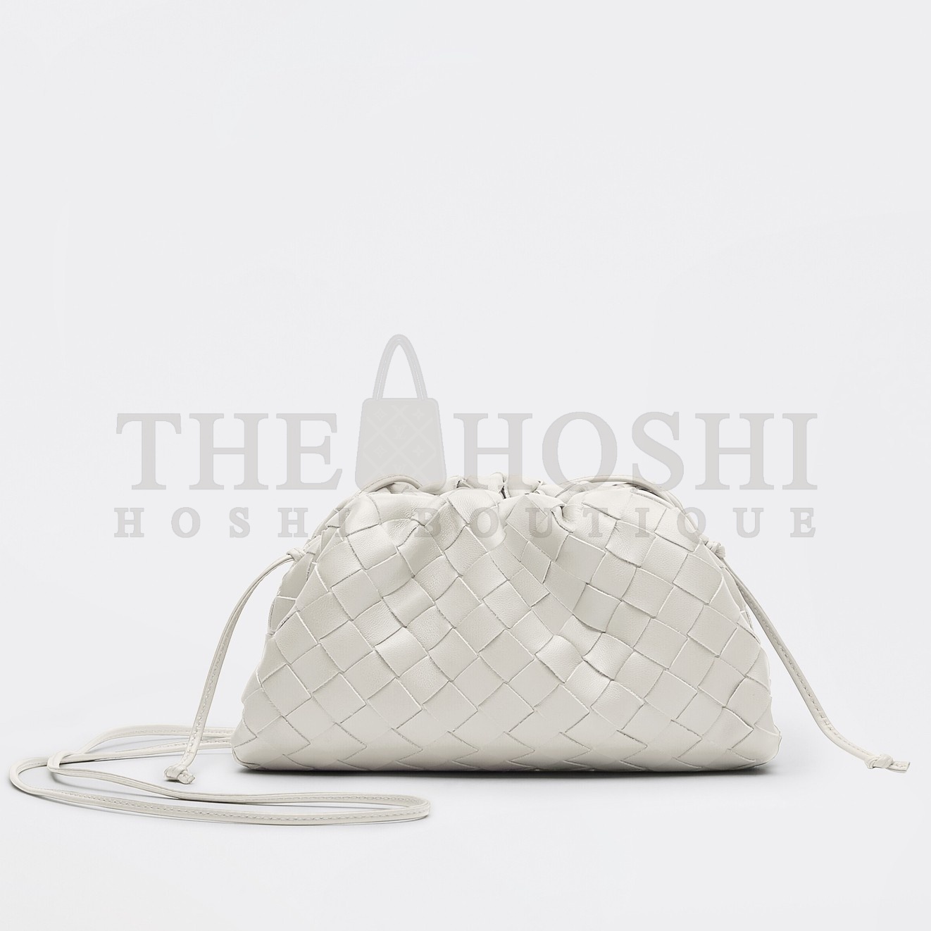 B0tt*ga Ven*ta Mini Pouch with Strap in White Intrecciato Lambskin Master Quality