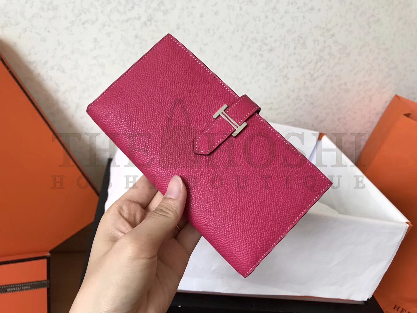 H**me5 Peach Epsom Bearn Gusset Wallet Master Quality