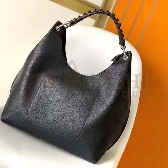 L0vis Vvtt0n LV Women Carmel Hobo Bag Black Mahina Perforated Calf Leather Master Quality