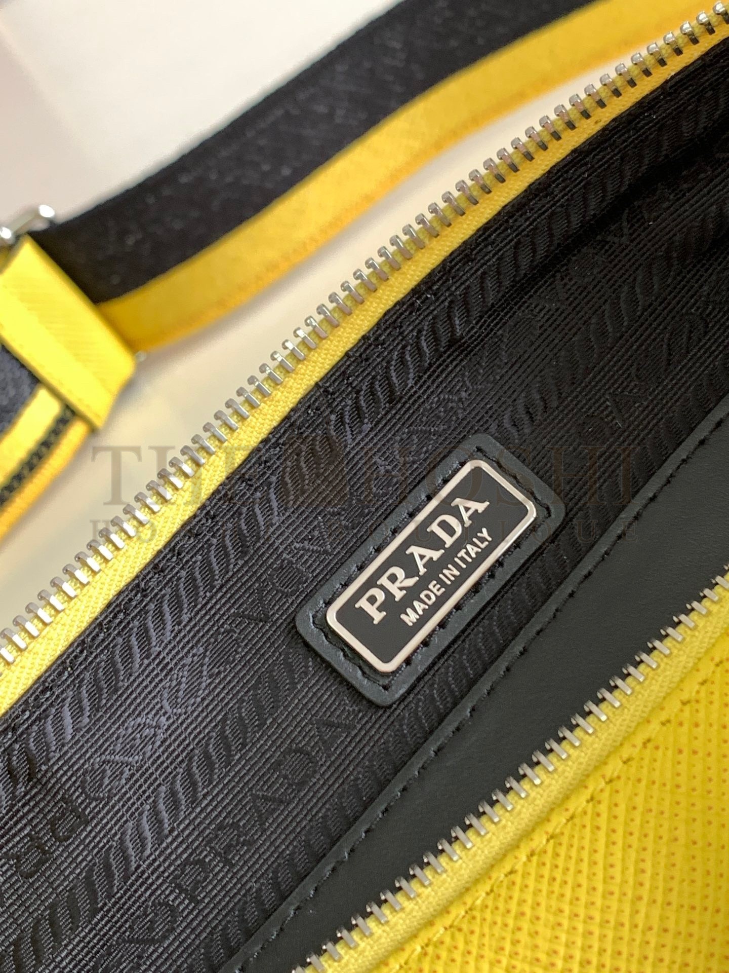 Pra*a Triangle Shoulder Bag In Yellow Saffiano Leather Master Quality