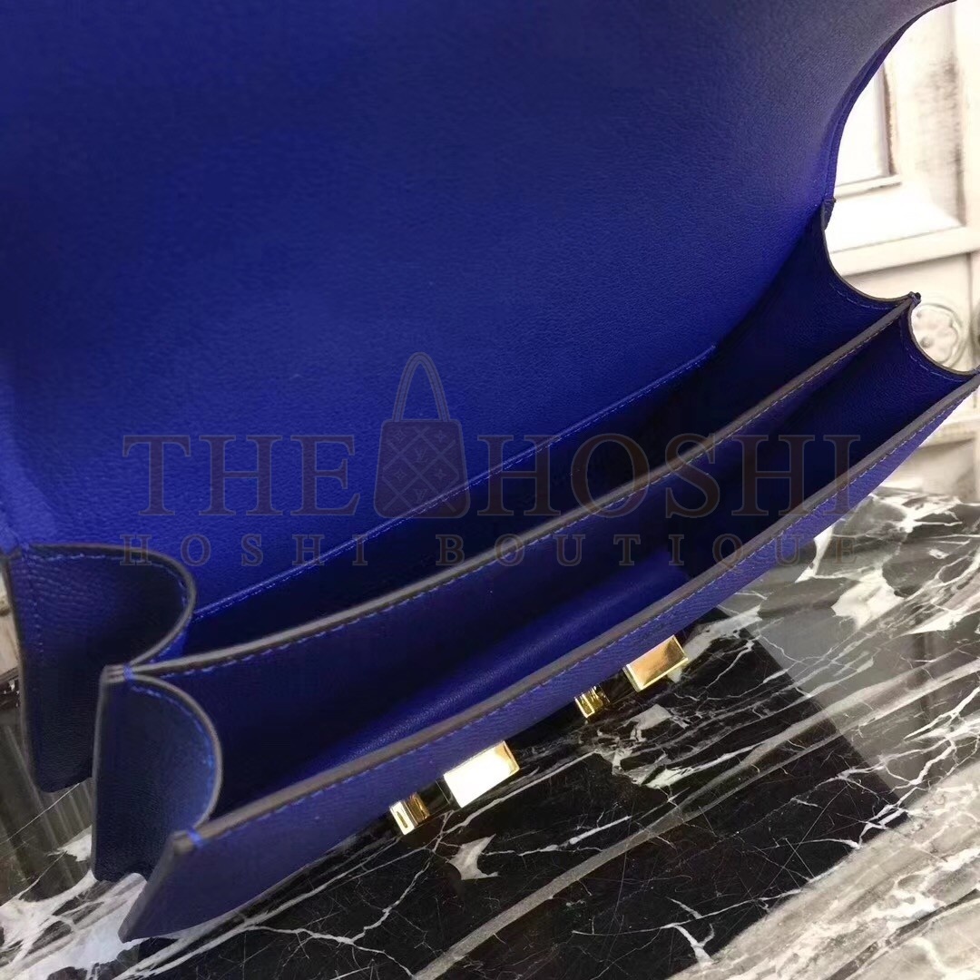 H**me5 Blue Electric Constance MM 24cm Epsom Leather Bag Master Quality