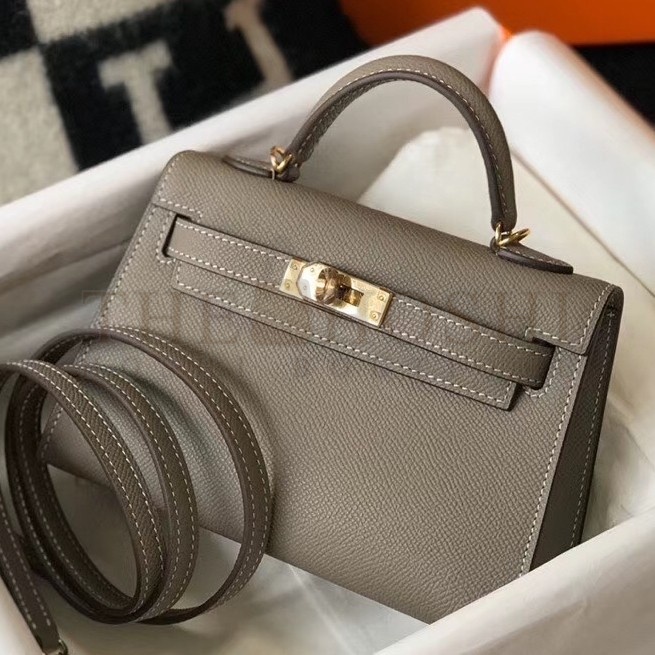 H**me5 Kelly Mini II Bag In Gris Asphalt Epsom Leather Master Quality