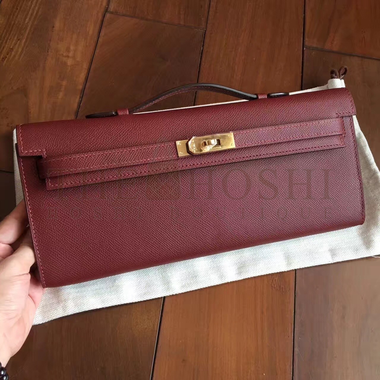 H**me5 Bordeaux Epsom Kelly Cut Handmade Bag Master Quality