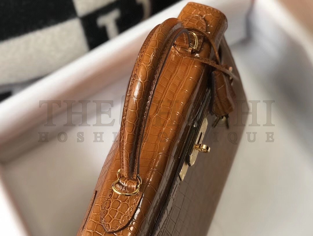 H**me5 Kelly 25 cm Bag In Brown Embossed Crocodile Master Quality