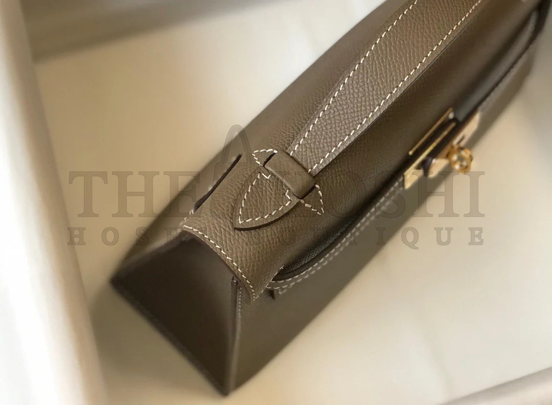 H**me5 Kelly Pochette Clutch Bag In Taupe Epsom Leather Master Quality