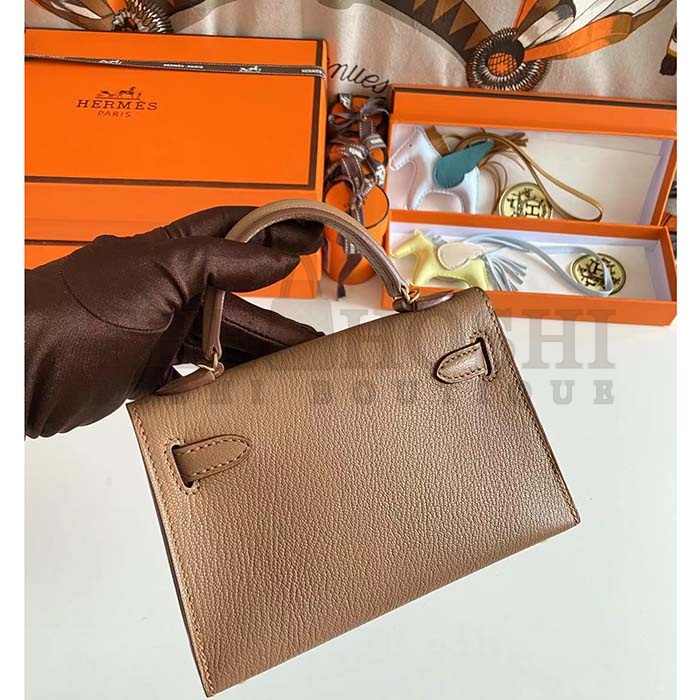 H**me5 Women Mini Kelly 20 Bag in Togo Leather with Gold Hardware-Brown Master Quality