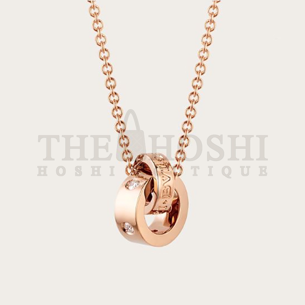 Bv1g*ai Women Necklace with 18 KT Rose Gold Chain Master Quality