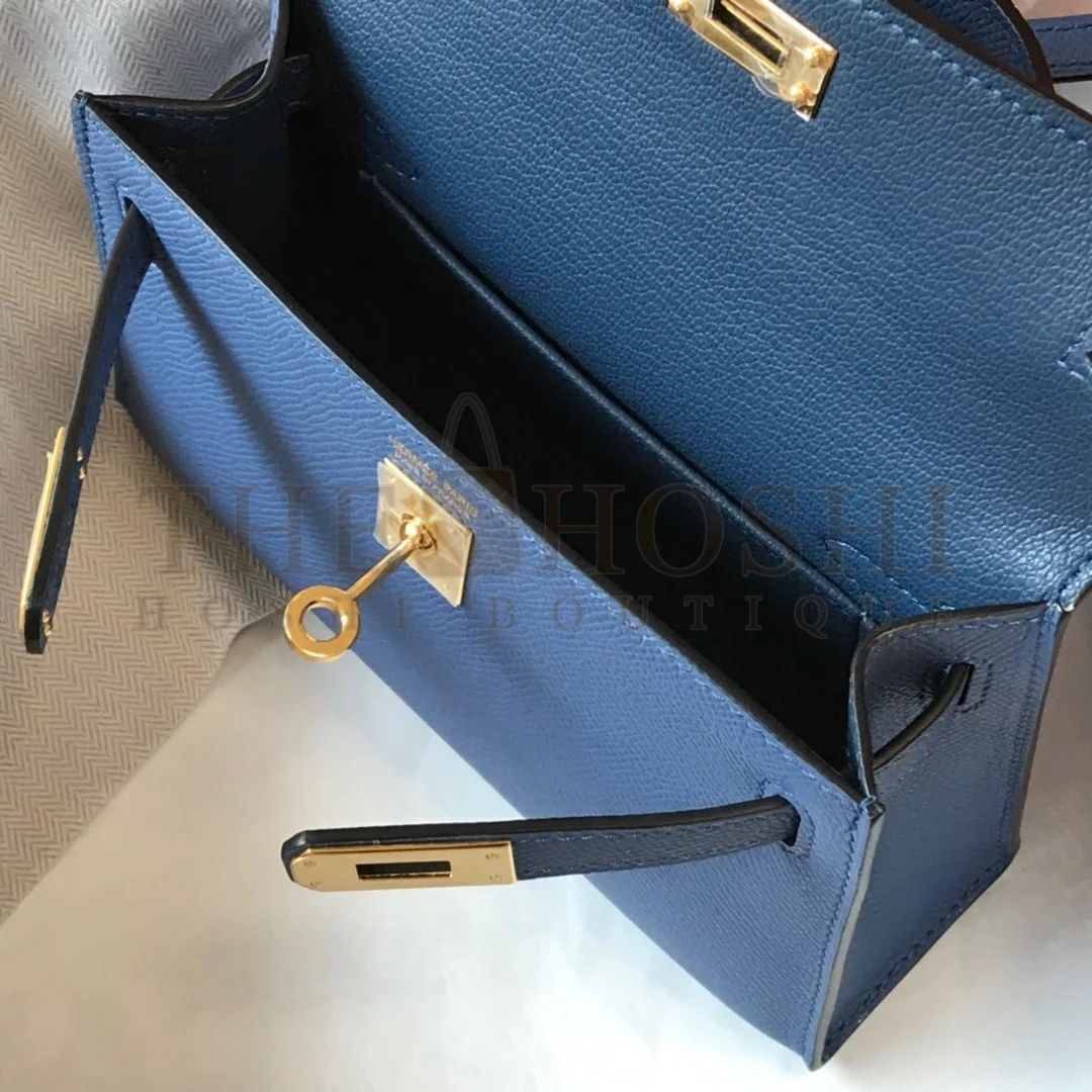 H**me5 Kelly Mini II Sellier Bag In Blue Agate Epsom Leather Master Quality