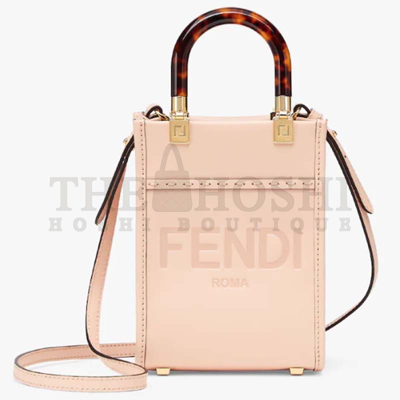 F**di Women Mini Sunshine Shopper Pale Pink Leather Mini Bag Master Quality
