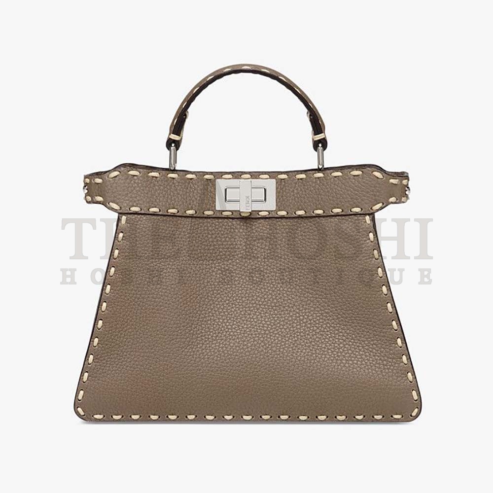 F**di Women Peekaboo Iseeu Small Gray Full Grain Leather Bag Master Quality