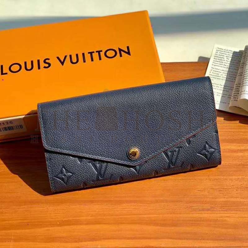 L0vis Vvtt0n LV Women Sarah Wallet Monogram Empreinte Leather-Navy Master Quality