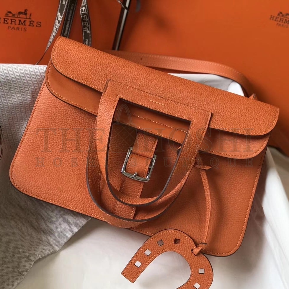 H**me5 Halzan 31cm Bag In Orange Clemence Leather Master Quality