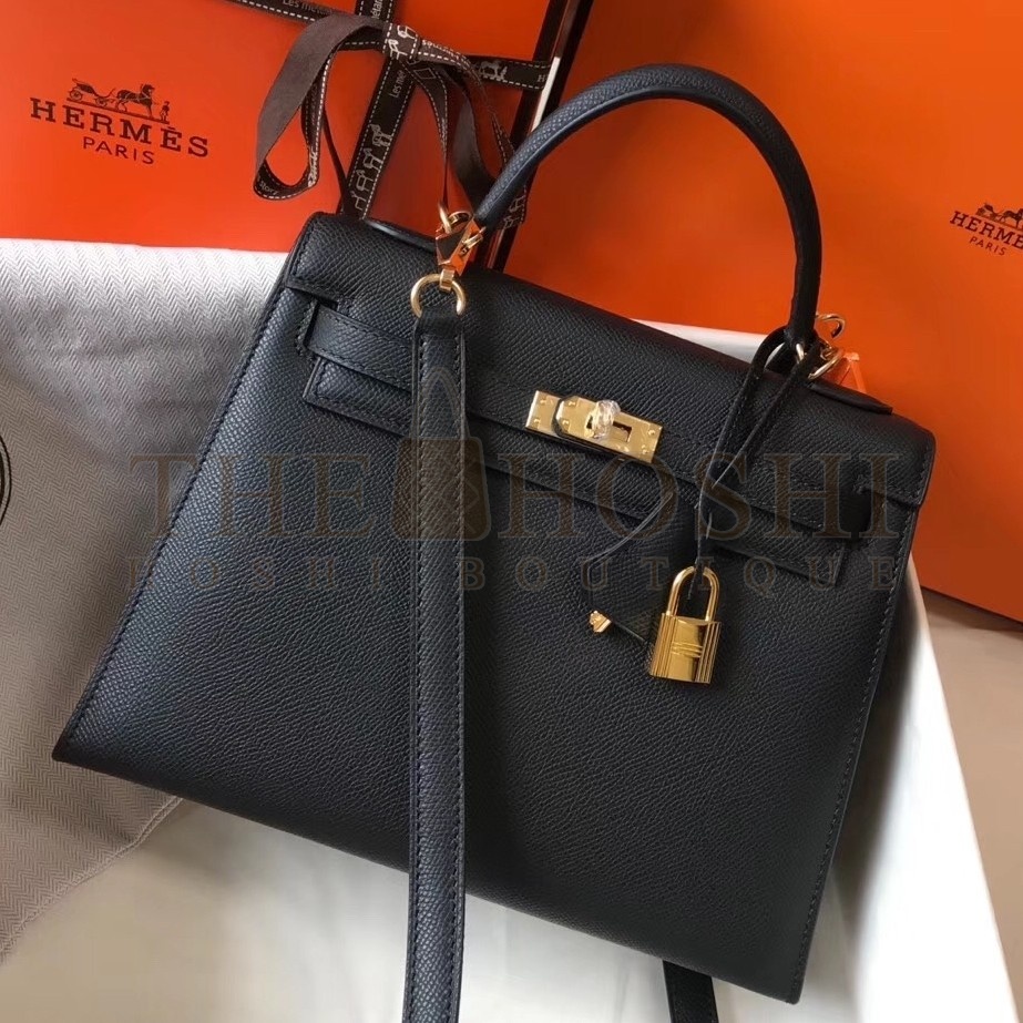 H**me5 Kelly 25cm Sellier Bag In Black Epsom Leather Master Quality