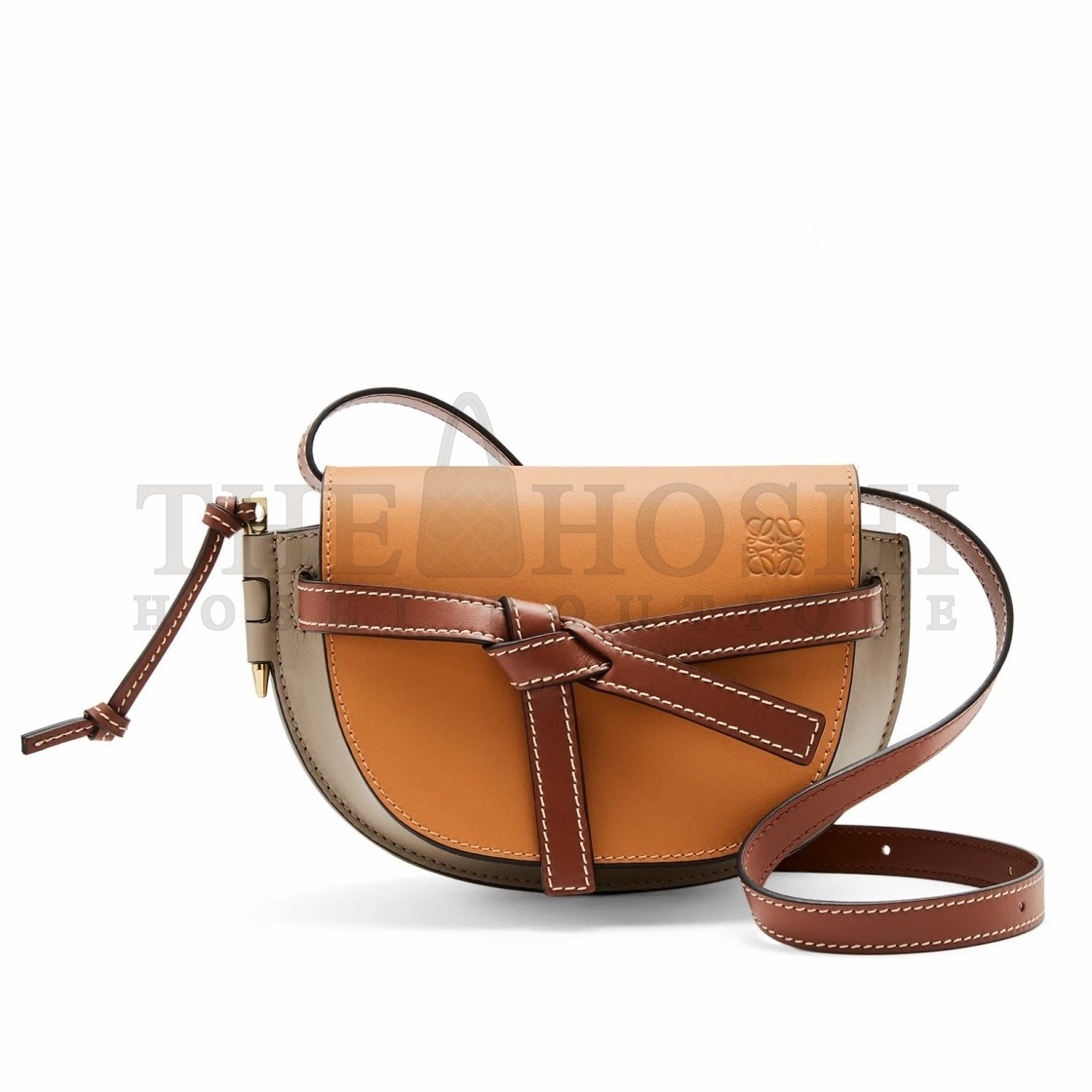 L0ew* Mini Gate Dual Bag In Amber/Grey Calfskin Master Quality