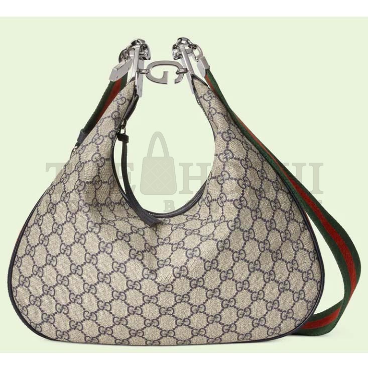 Gvc*1 Women GG Attache Large Shoulder Bag Beige Blue GG Svp*me Canvas Master Quality