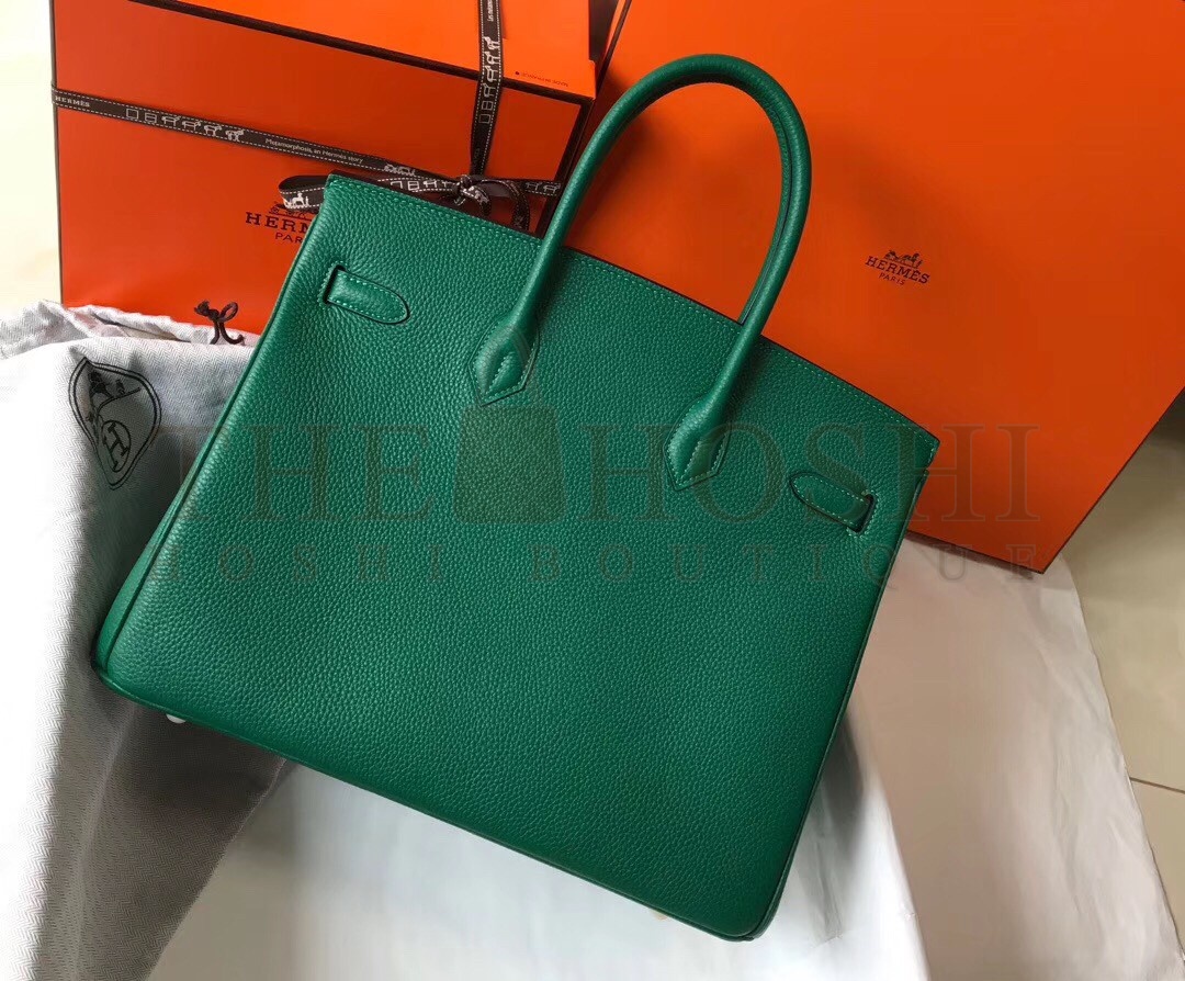 H**me5 Birkin 35 Bag in Vert Vertigo Clemence Leather with GHW Master Quality