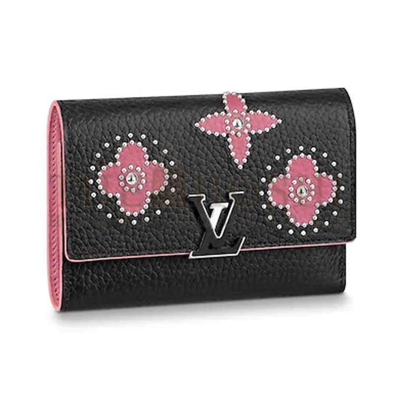 L0vis Vvtt0n LV Women Capucines Compact Wallet Taurillon Leather-Pink Master Quality