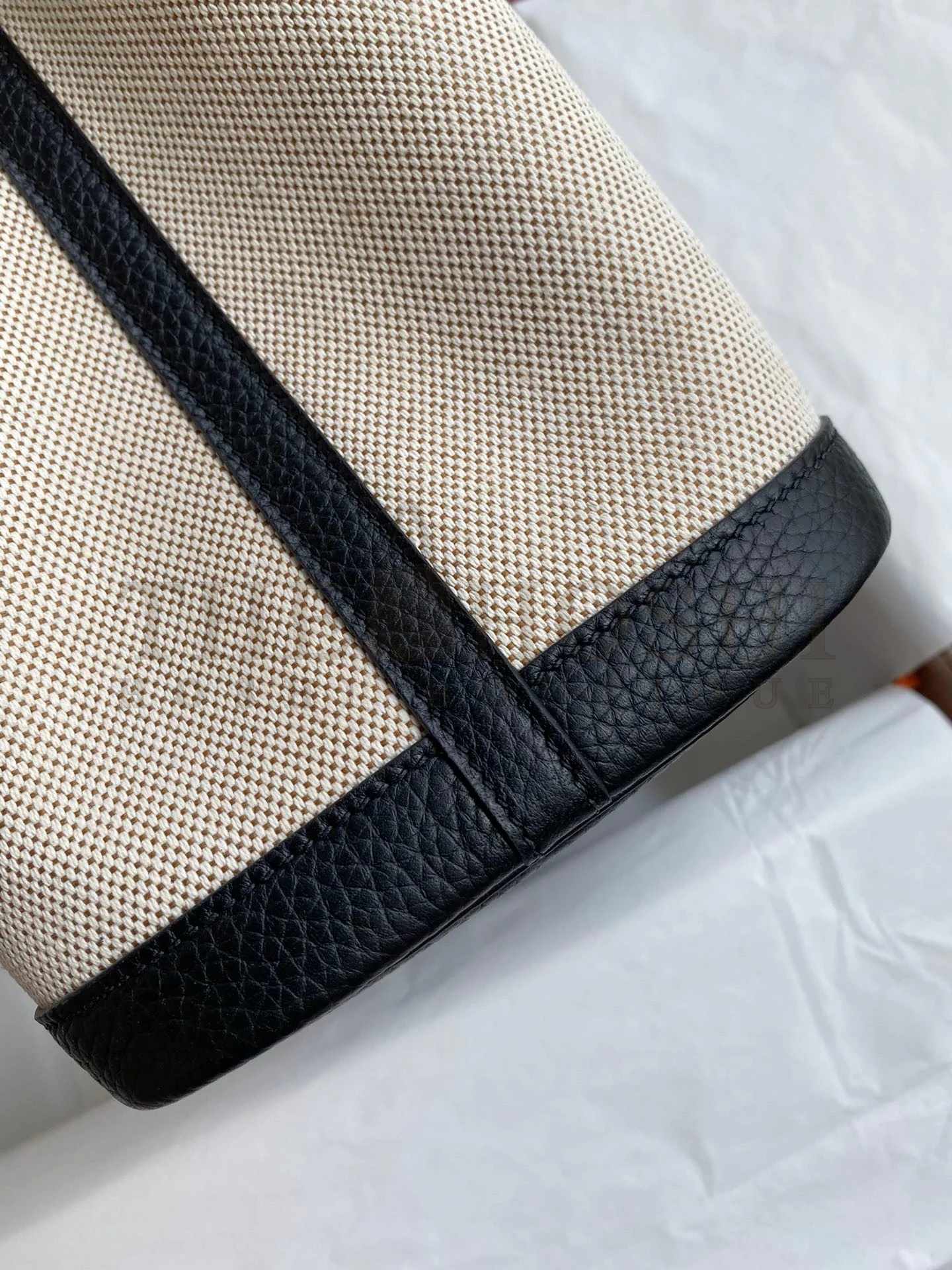 H**me5 Garden Party 30 Handmade Bag in Toile and Black Leather Master Quality