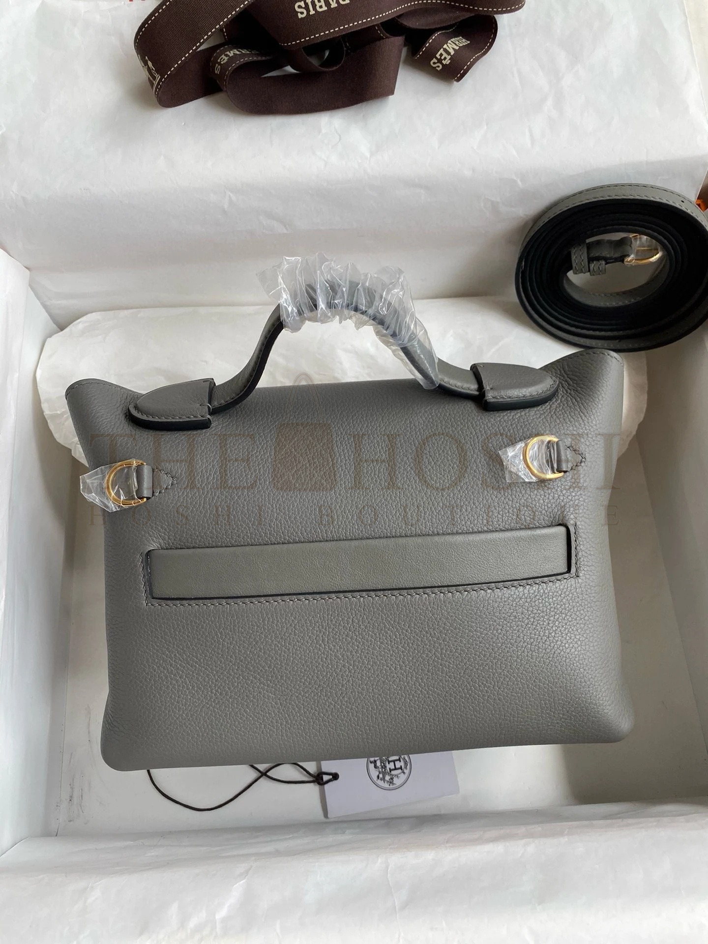 H**me5 24/24 Mini 21 Handmade Bag in Gris Meyer Evercolor Leather Master Quality
