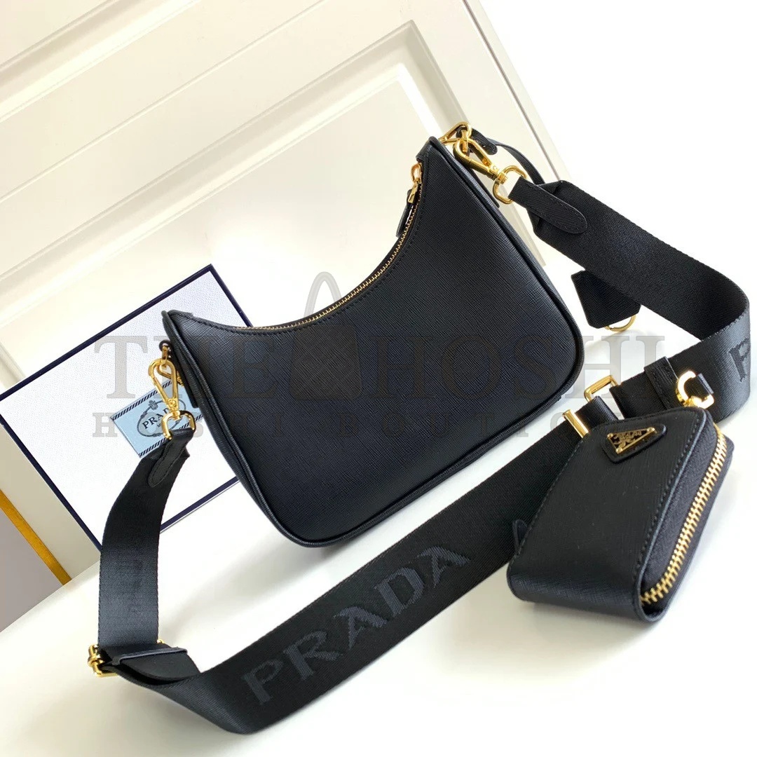 Pra*a Re-Edition 2005 Shoulder Bag In Black Saffiano Leather Master Quality