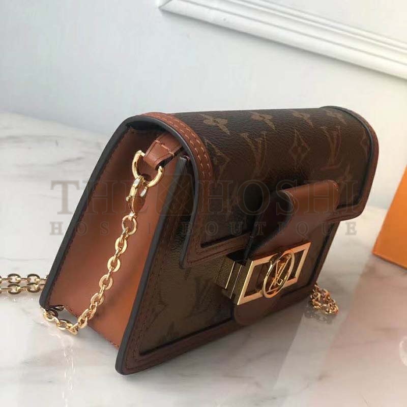 L0vis Vvtt0n LV Women Dauphine Chain Wallet Monogram Canvas-Brown Master Quality
