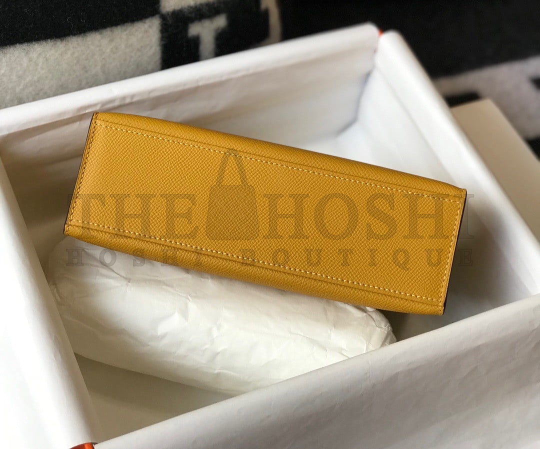 H**me5 Kelly Pochette Clutch Bag In Yellow  Epsom Leather Master Quality