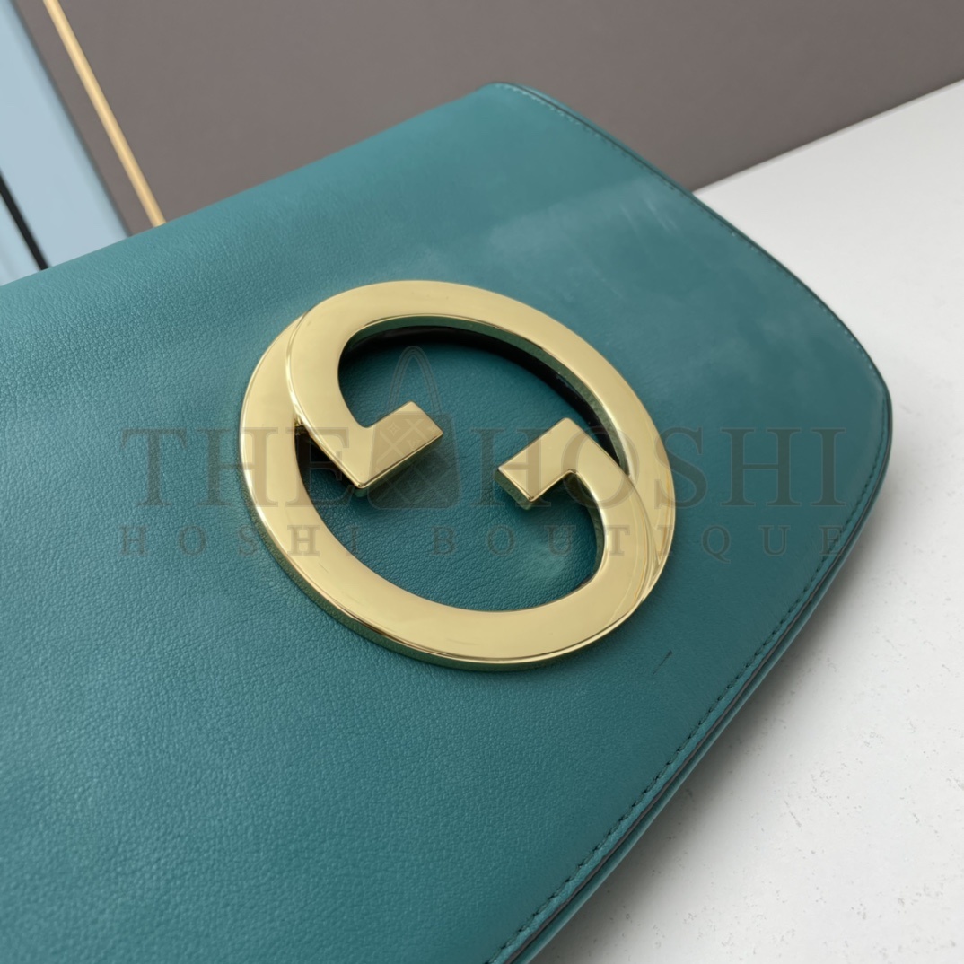 Gvc*1 Women GG Blondie Shoulder Bag Deep Blue Suede Interlocking G Master Quality