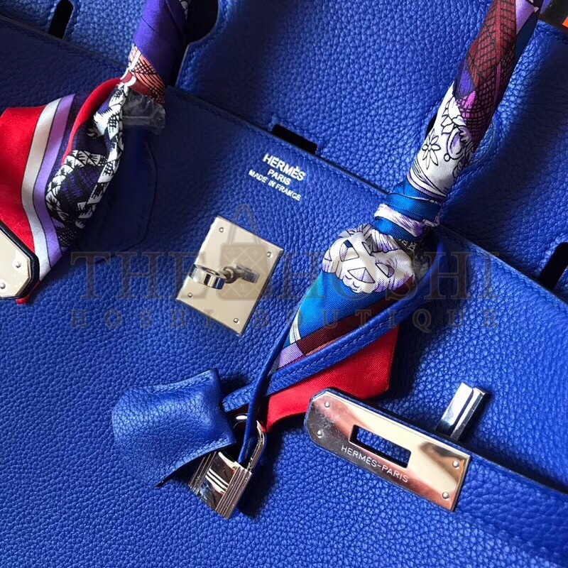 H**me5 Blue Electric Birkin 35cm Clemence Handmade Bag Master Quality