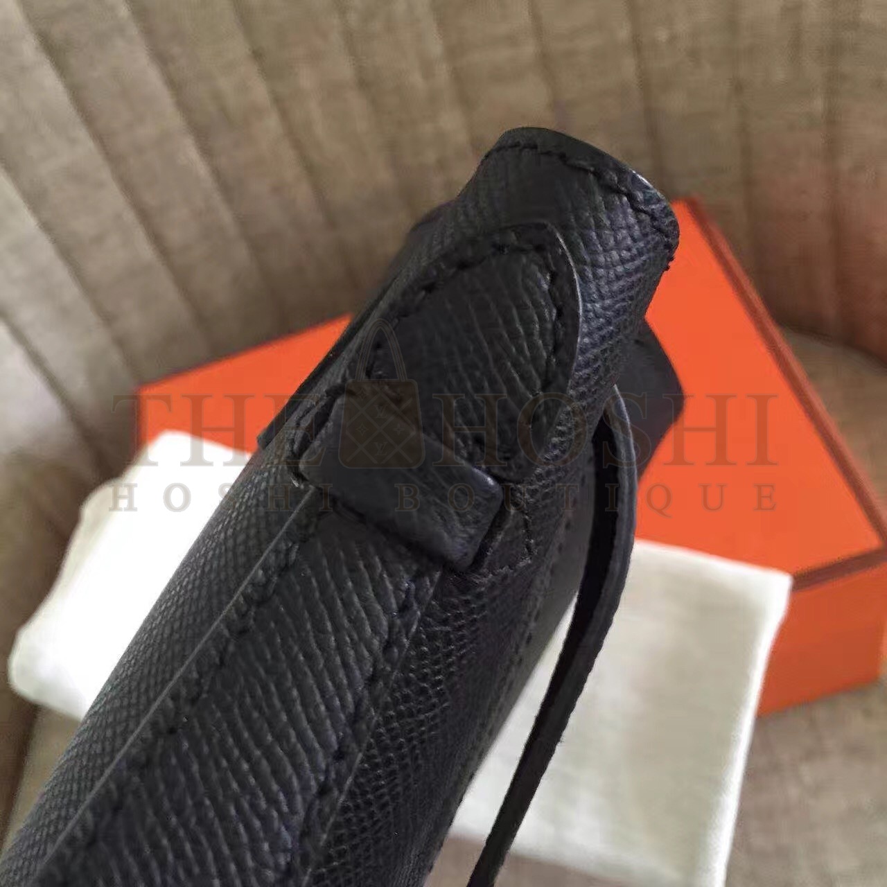 H**me5 Black Kelly Pochette Epsom Handmade Bag Master Quality