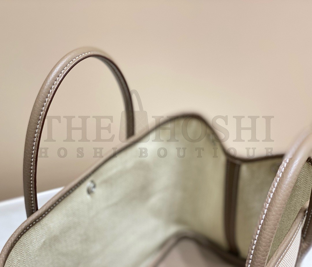 H**me5 Garden Party 30cm Bag in Toile and Taupe Leather Master Quality