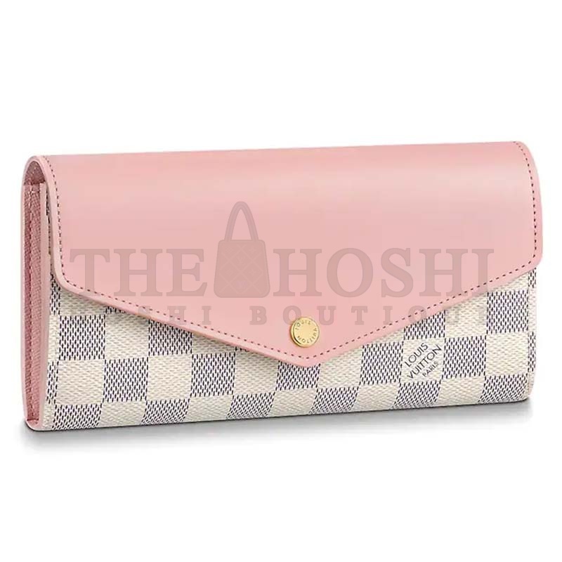 L0vis Vvtt0n LV Women Sarah Wallet in Damier Azur Canvas-Pink Master Quality